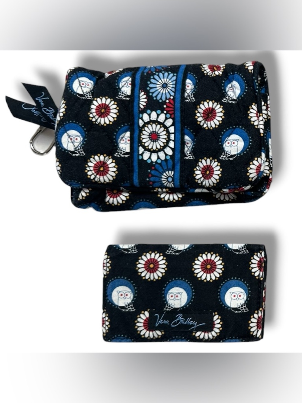 Bundle of 2 Vera Bradley Retired Night Owl Taxi Wallet / Credit Card Case